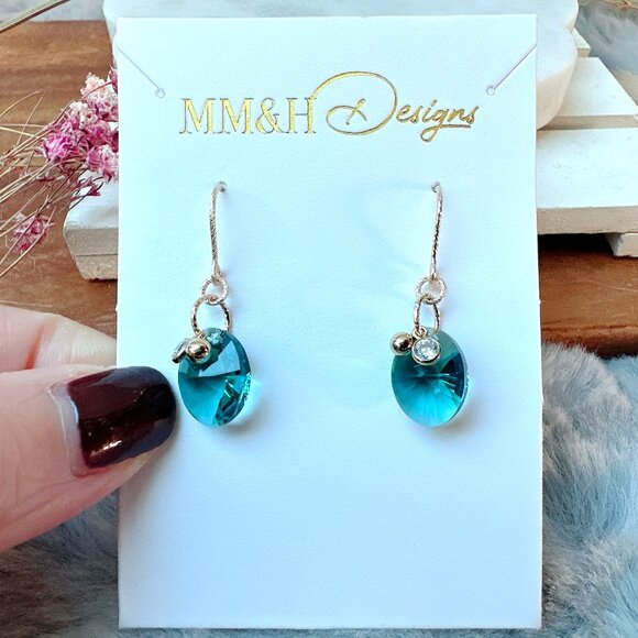 Sparkly Crystal Oval Earrings with Mini Charms | Handmade in BC - Picture 1 of 2
